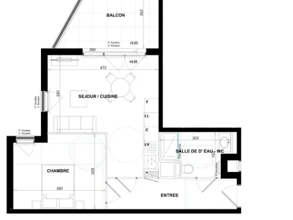 Appartement 2 pièces 44 m²