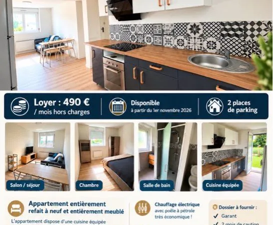 Appartement meublé 1 chambre avec jardin