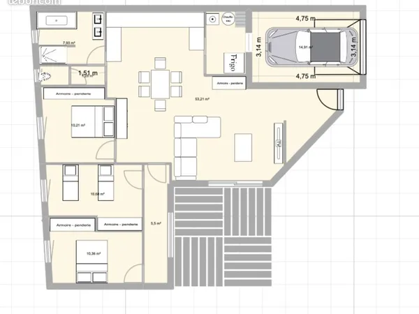 Maison plain pied avec jardin