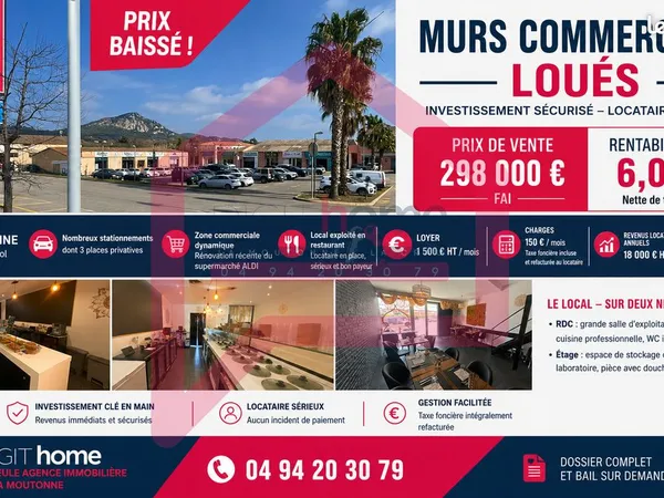 Murs commerciaux 130 m² La Crau