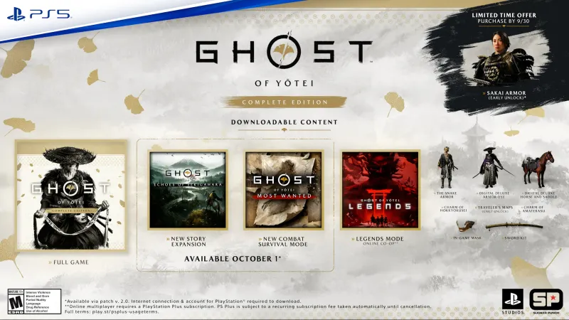 Ghost of Yotei Édition complète : mise à niveau à 14,99 € ou jeu complet à 79,99 € — ce que contient vraiment le 1er octobre