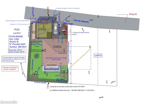 Terrain 366 m² LA BUISSIERE VIABILISE LIBRE CONSTRUCTEUR