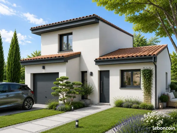 Maison contemporaine à étage de 90 m² avec suite parentale et garage sur terrain viabilisé de 411 m²