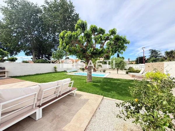 THEZA (66), MAGNIFIQUE VILLA, 4 FACES, JARDIN ARBORE AVEC PISCINE, GARAGE