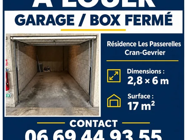 Location garage / box Cran Gevrier secteur Passerelles