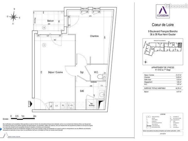 Appartement 2 pièces 44 m²