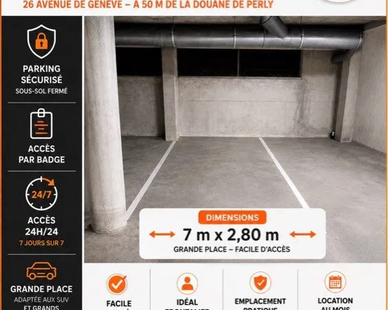 Place de parking à la douane de Perly en France 🇫🇷