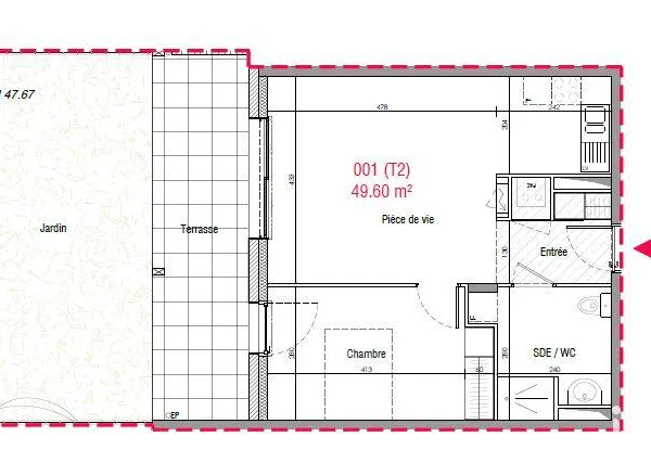 Appartement 2 pièces 49 m²