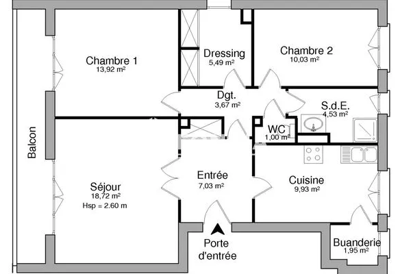 Appartement 3 pièces 76 m²