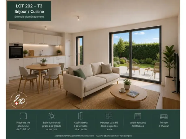 ENTRELACS (ALBENS)  T3 NEUF AVEC JARDIN PRIVATIF DE 96 M² ET GARAGE