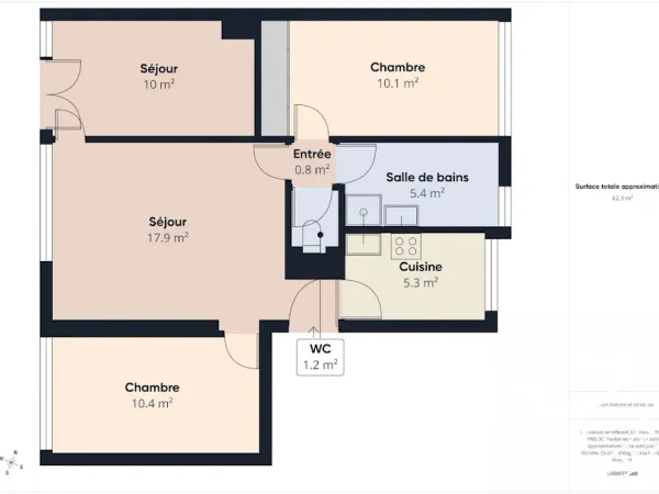 Appartement 4 pièces 63 m²