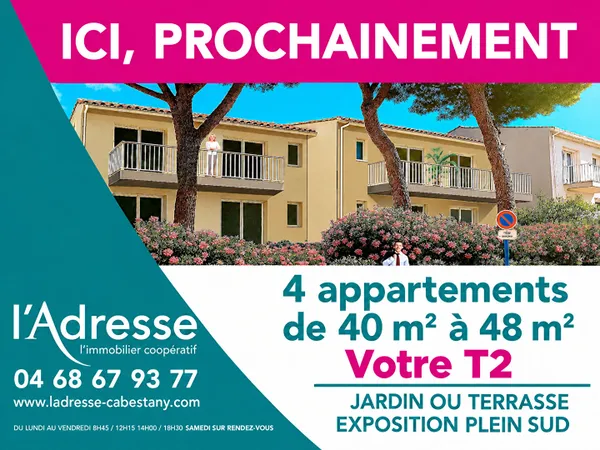 APPARTEMENTS NEUF T2 DANS PETITE RESIDENCE EN CENTRE DE CABESTANY