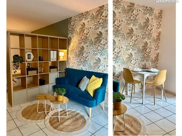 Appartement 1 pièce meublé de 28 m² avec terrasse de 18 m² - Rez-de-jardin - Parking