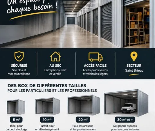Box de stockage pour Artisans ou Particuliers à Saint Brieuc à partir de 99/mois