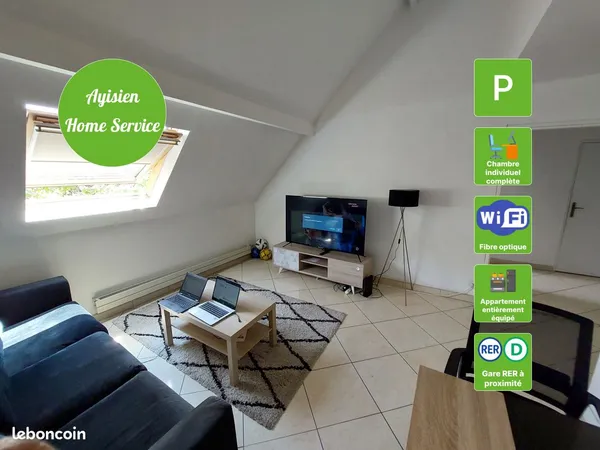 Chambre meublée 9 m² en colocation - 500 tout compris