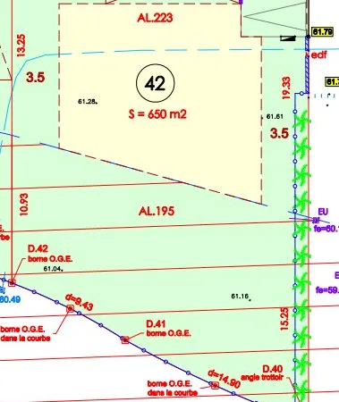 TERRAIN CONSTRUCTIBLE ET VIABILISE 650m2