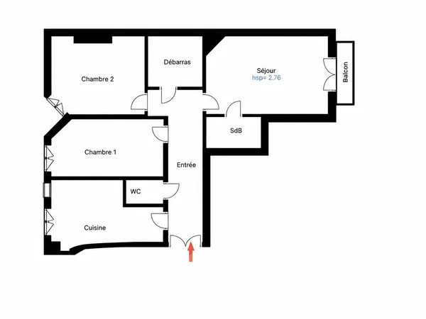 Appartement 3 pièces 61 m²