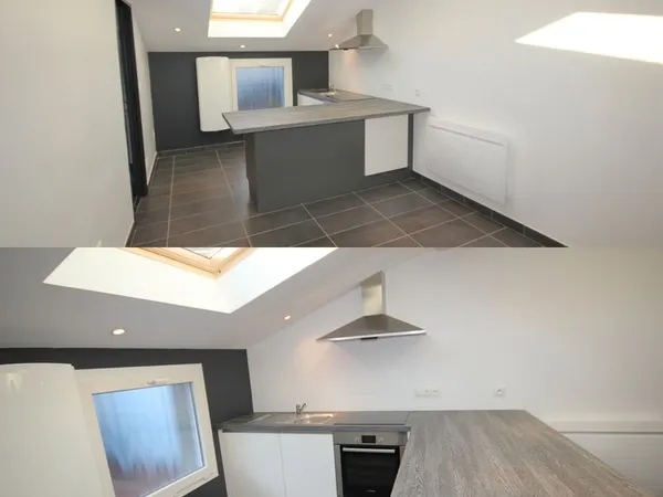 T2 de 35m², cuisine équipée, centre ville, rue calme