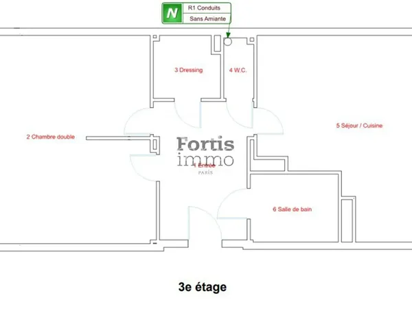 PARIS 18 - APPARTEMENT 3 PIECES DE 52.5 M² A RENOVER