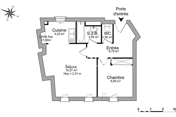 Appartement 2 pièces 42 m²