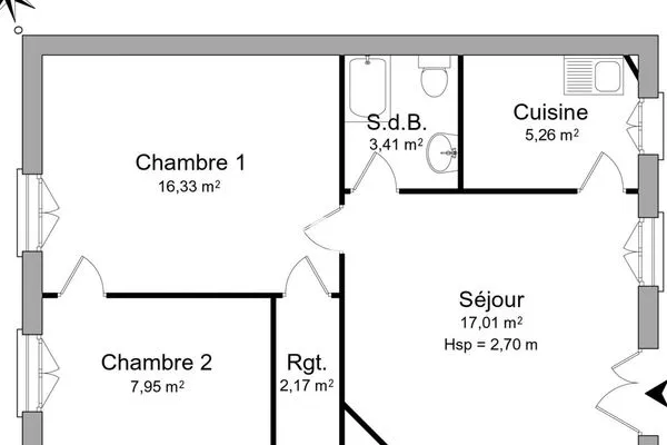 Appartement 3 pièces 52 m²