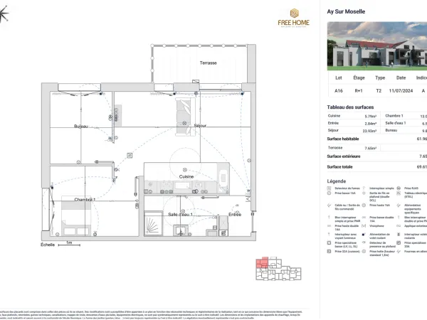 Appartement 2 pièces 62 m²