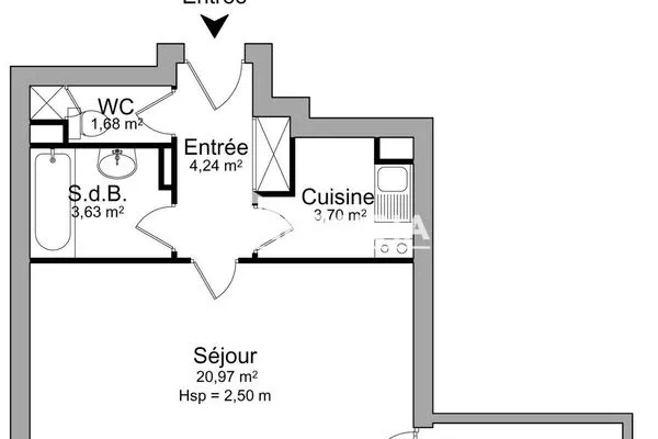 Appartement 1 pièce 34 m²