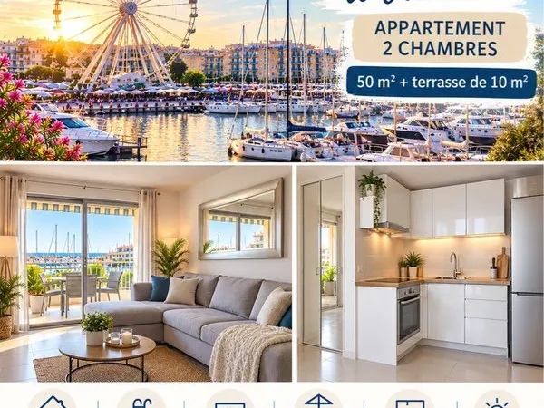 Location à l'année - Appartement 50 m2 + 10m2 de terrasse - sur le port - dans résidence sécurisée a