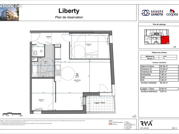 T3 récent 66 m² avec dressing, balcon, parking et cuisine équipée - Tours Nord - DPE B