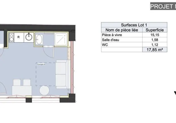 Appartement 1 pièce 18 m²