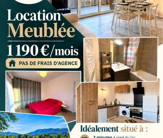 LOCATION MEUBLÉE - T2 DE 40 M² - LA BALME-DE-SILLINGY LOYER : 1 190 / MOIS AUCUN FRAIS D'AGENCE - LO