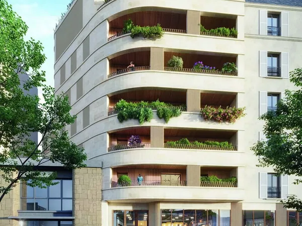 Paris 15e - 4 pièces neuf de 85 m², 3 chambres, traversant avec balcon de 14 m², résidence de standi
