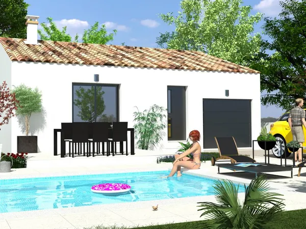 Maison plain-pied en L 100 m² à MONTAGNAC