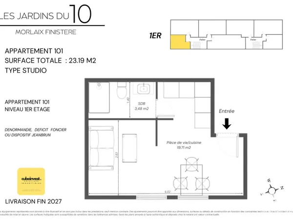 Appartement 1 pièce 23 m²