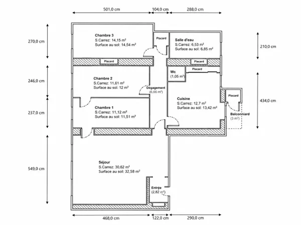 Bureaux 4 pièces 99 m²