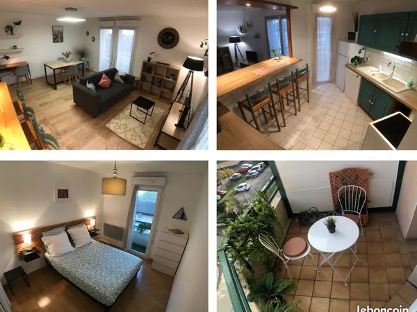 Purpan T2 meublé 49 m² lumineux 2 balcons + 1 terrasse + parking sous sol + cellier dans parc arboré