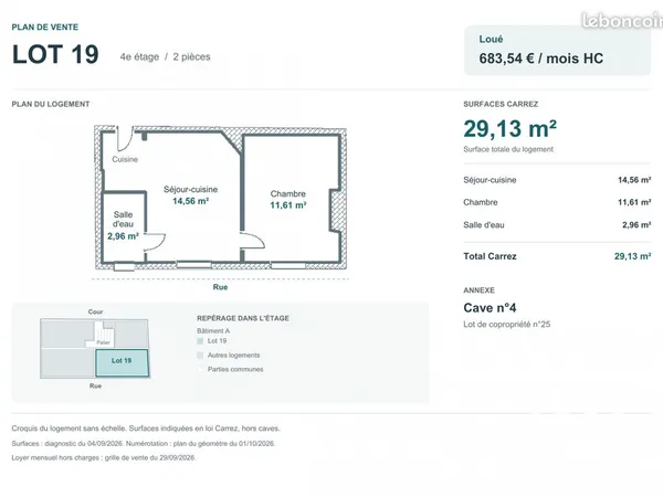 Appartement 2 pièces 29 m²