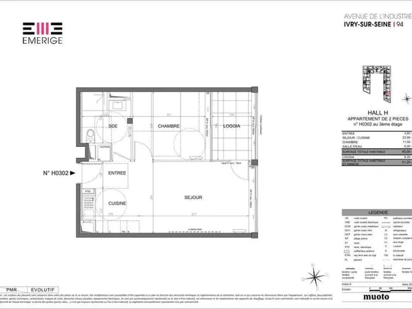 Appartement 2 pièces 45 m²