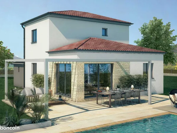 Terrain viabilisé 307 m² + maison contemporaine 90 m² avec garage et suite parentale