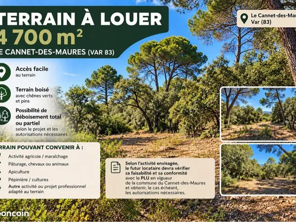 TERRAIN 4 700 m² À LOUER - LE CANNET-DES-MAURES