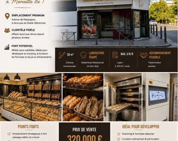 Fond de commerce pâtisserie Boulangerie