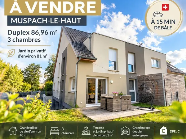 Duplex 86,96 m2- 4p- muespach le haut
