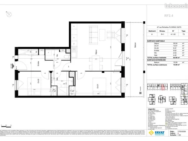Appartement 3 pièces 64 m²