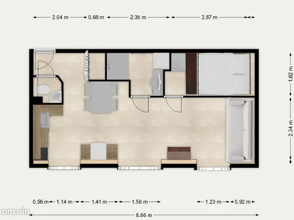 Studio bis de 35 m² entièrement rénové en décembre 2025, lumineux, vide ou meublé
