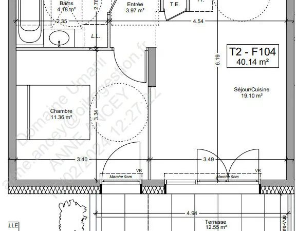 Superbe T2 de 40,14m²