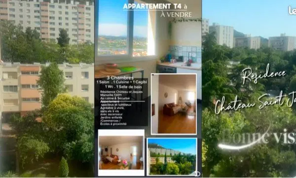 Appartement t4 résidence privee sans vis à vis 13011