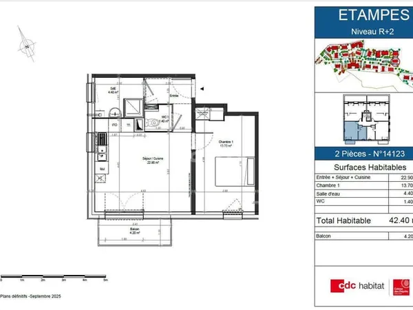 Appartement 2 pièces 42 m²