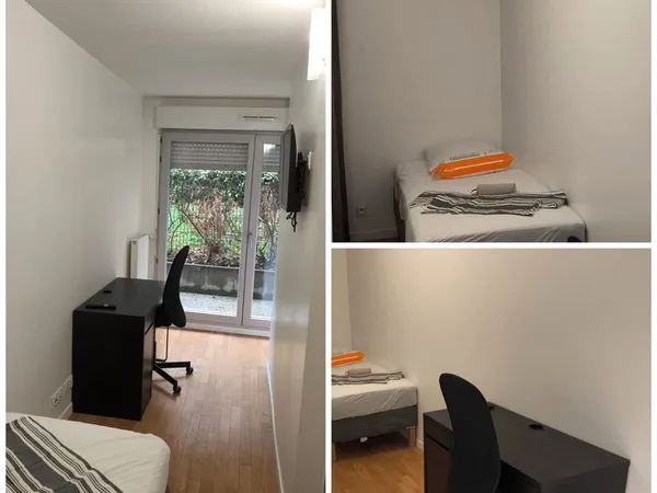 Chambre meublée avec Smart TV et bureau dans une colocation équipée — Cachan