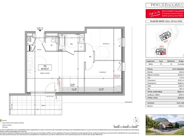 Appartement 3 pièces 59 m²