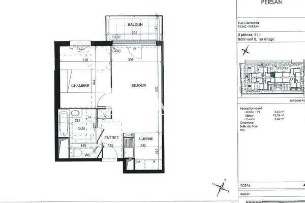 Appartement 2 pièces 42 m²